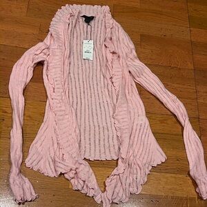 Express Pink Ruffled Cardigan